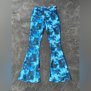Princess Polly Tie Dye Allen Floral Flare Aqua Blue Pants Size 8